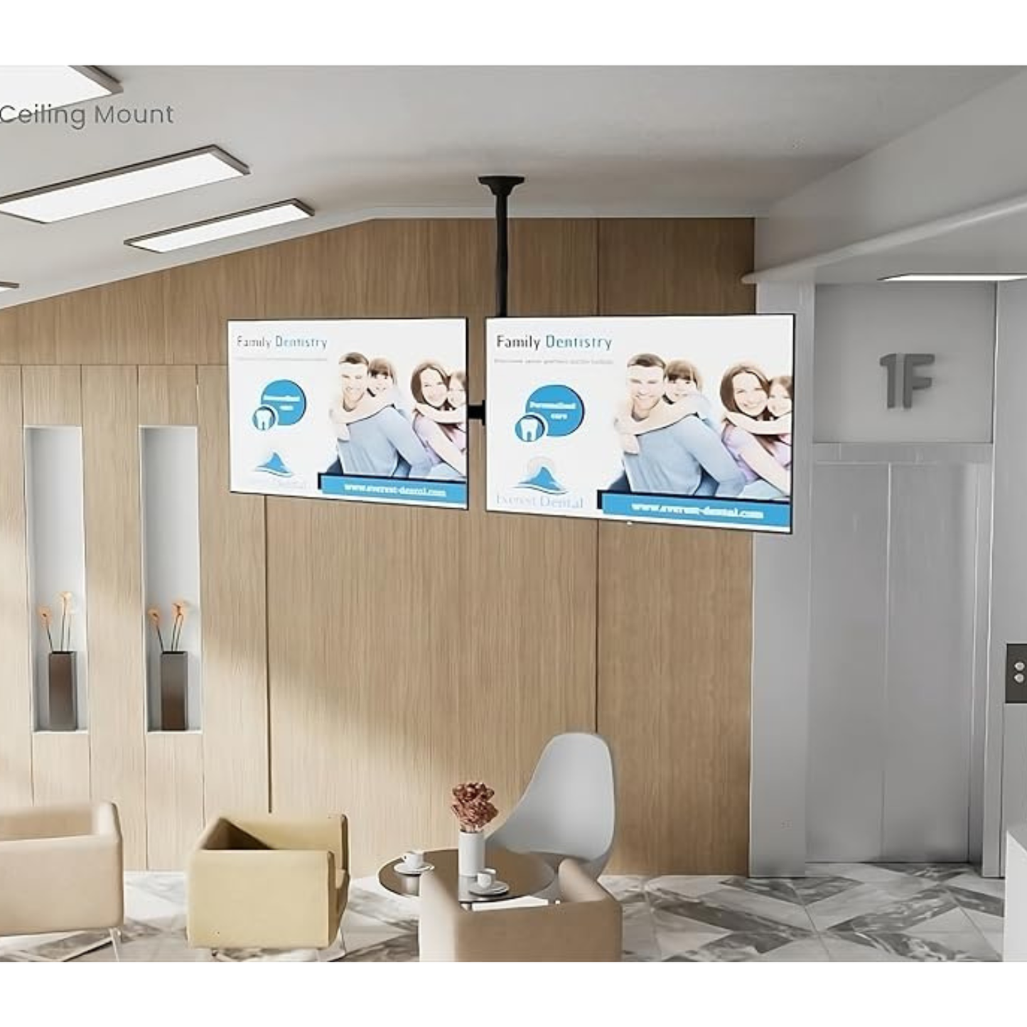 2-Screen 55″ Ceiling-Mounted Display Hardware Bundle